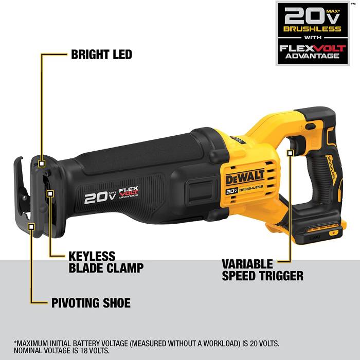 מסור חרב נייד דיוולט DEWALT DCS386 FLEXVOLT Advantage