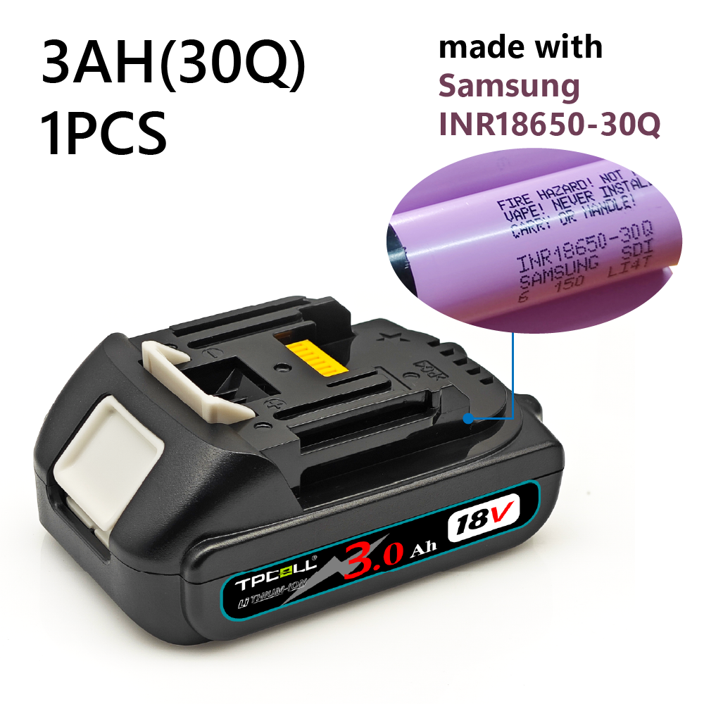 זוג סוללות 3.0Ah דקות גנריות למקיטה עם תאי סמסונג TPCELL FOR MAKITA 18V