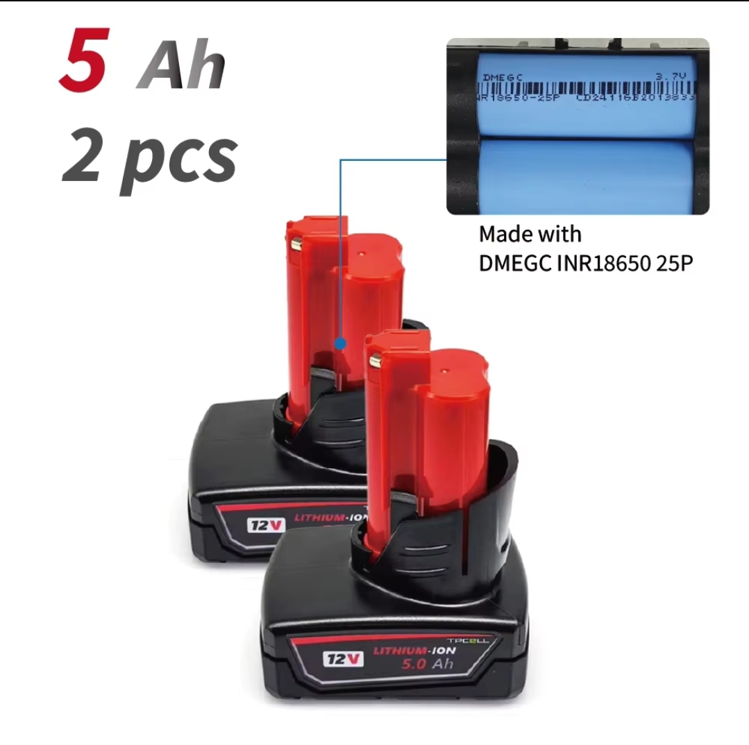 זוג סוללות גנריות למילווקי מבית טיפיסל TPCELL 12V Milwaukee M12 5.0Ah