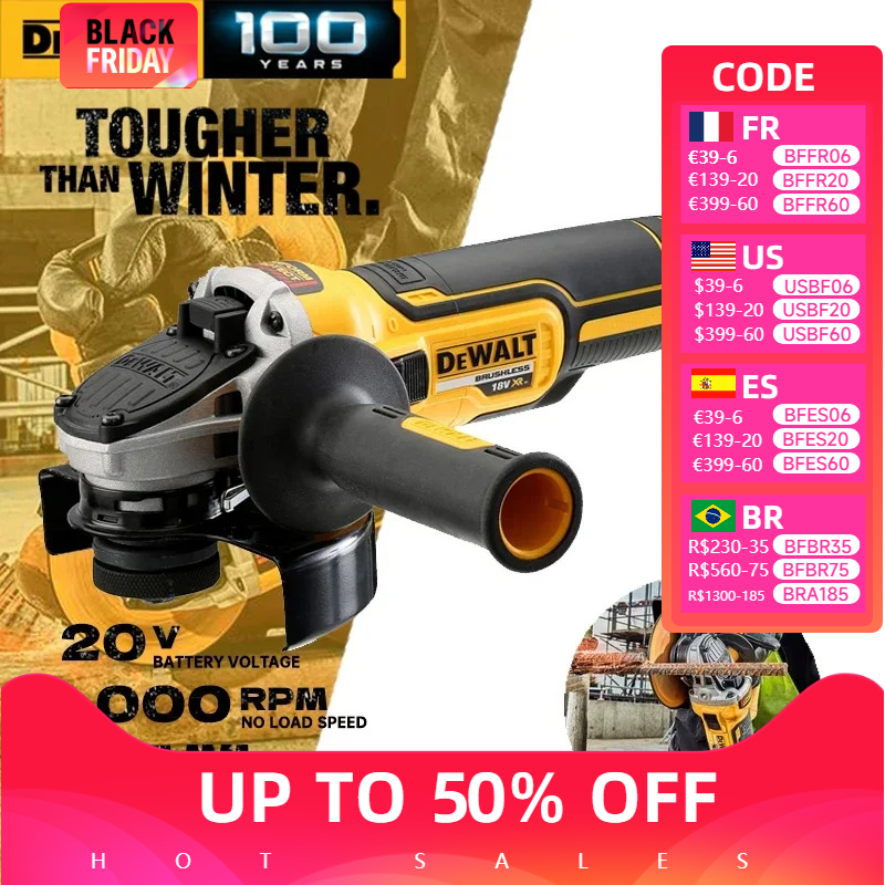 משחזת זווית ניידת דיוולט בראשלס DeWalt 18V DCG405N