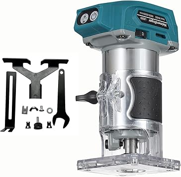 טרימר נייד היימרדינגר תואם לסוללות מקיטה Brushless Cordless Wood Router Tool for Makita 18V Battery,Compact Trimmer Palm Router,5 Speed for Wood Slotting, Trimming