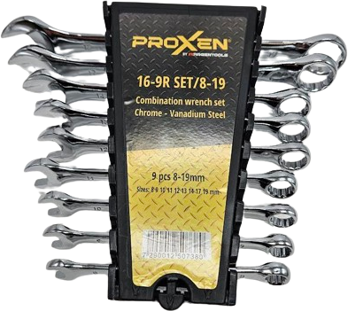 סט מפתח רינג/פתוח מפלדת כרום ונדיום PROXEN Combination דגם 16-9R SET/8-19 0