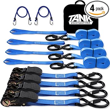 רצועות קשירה חזקות במיוחד עם ראצ'ט TANK powersport USA – סט של 4 יחידות