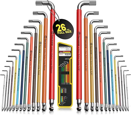סט מפתחות אלן צבעוני מקצועי דו צדדי של Facoow, דגם ProHex 26PCS