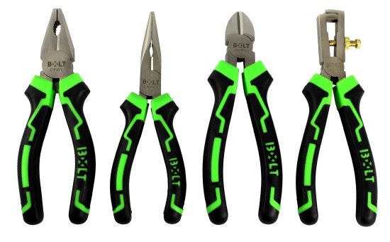 סט 4 פליירים: מקצועי, ארוך, חושף חוטים, וחותך מקצועי "6 מבית Bolt