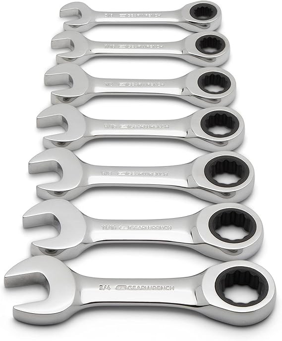 סט מפתחות ראטצ'ט סטאבי GEARWRENCH 7 Pc. 12 Pt. Stubby SAE – 9507D
