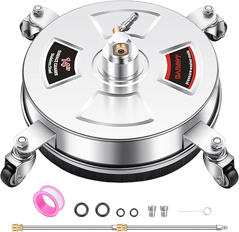 הליקופטר מנקה שטח מקצועי בקוטר 14 אינץ' (35.5 ס"מ) למכונת שטיפה בלחץ, עם 4 גלגלים