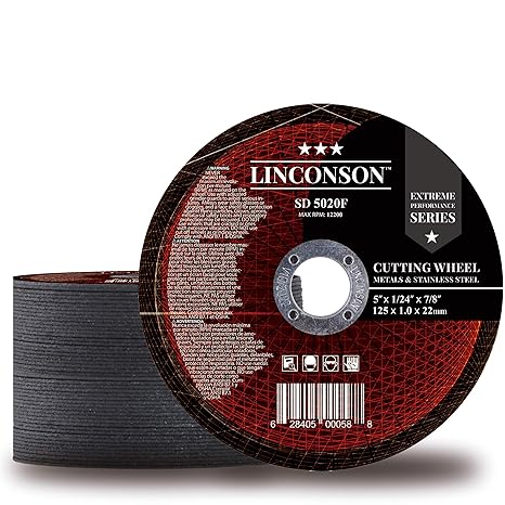 דיסקיות חיתוך מקצועיות LINCONSON – מארז 50 יחידות (5 אינץ’) למשחזת זווית 125 מ"מ 