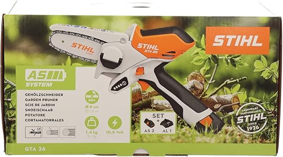 סט מיני מסור שרשרת סטיל STIHL GTA 26 Wood Cutter עם סוללת AS 2 ומטען AL 1