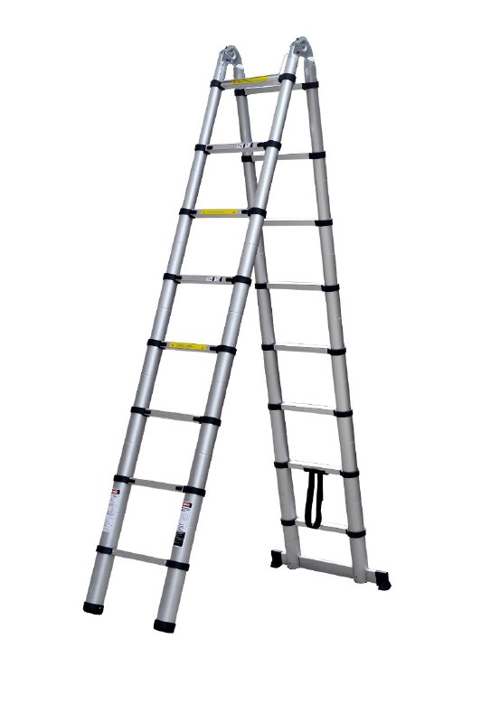 סולם טלסקופי 6.4 מטר כפול TELESCOPIC Ladder + דרגש "טום" במתנה