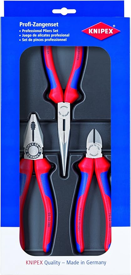סט קניפקס 3 פלאיירים לא מבודדים KNIPEX 11 Electro Set