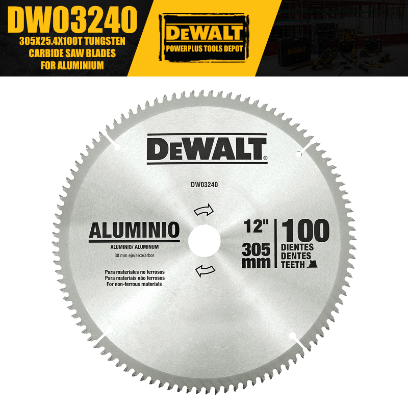 להב לחיתוך אלומיניום דיוולט למסור פנדל 305 ממ עם קדח 25.4 ממ Dewalt DW03240