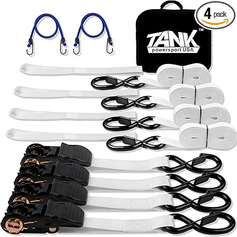 רצועות קשירה ראטצ'ט נשלפות TANK POWERSPORTS (4 יחידות) עד 1000 ק"ג