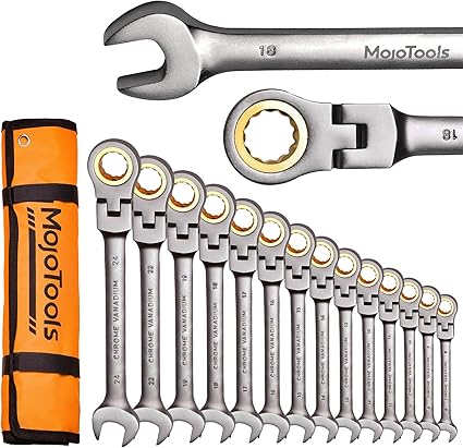 סט ראצ'ט גמיש מקצועי 23 חלקים MoJoTools – Flex-Head Ratcheting Combination Wrench Set 8–24mm