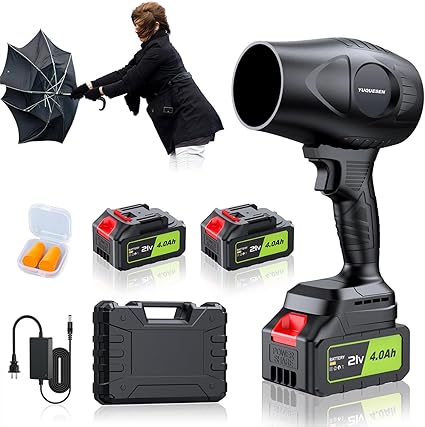 סט מפוח קומפקטי נטען YUQUESEN Cordless Leaf Blower כולל 2 סוללות 4Ah, מטען ומזוודה