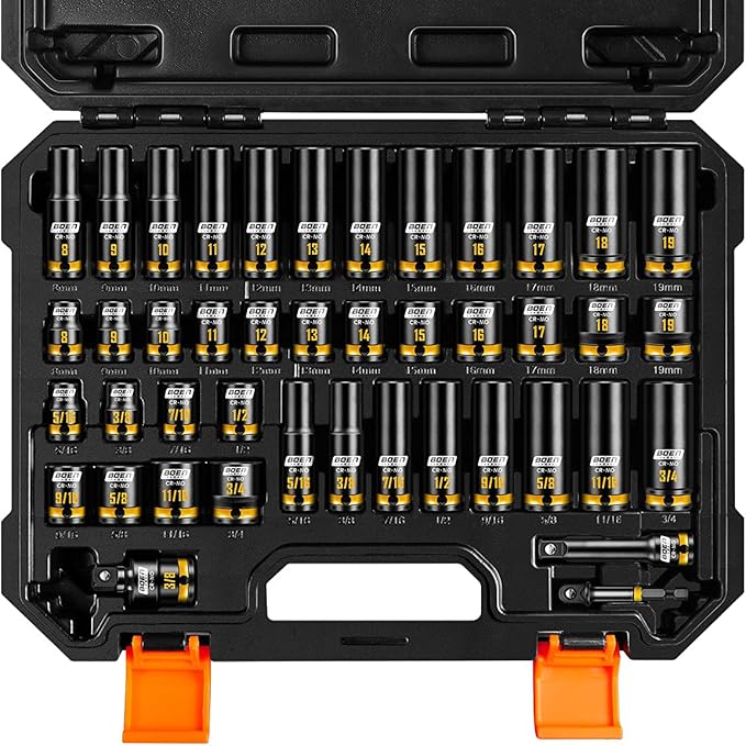 סט בוקסות מקצועי 3/8 אינץ' BOEN Pro – 43 חלקים SAE ו-מטרי