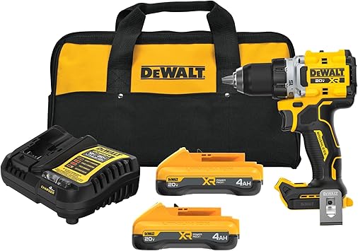 סט מברגת פוטר / מקדחה DEWALT 20V MAX XR  DCD801QQ2 – עם מנוע ללא פחמים Brushless וסוללות דקות POWERPACK 4.0Ah עם תאי טאבלס