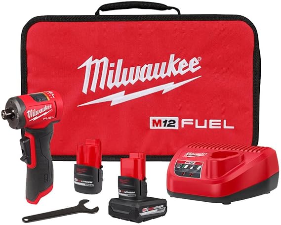 סט משחזת ציר זוויתית 90° מילווקי 3485-22 – Milwaukee M12 Fuel Right Angle Die Grinder