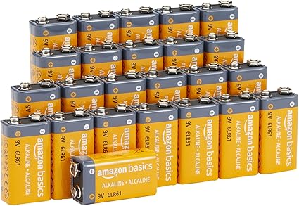 Amazon Basics 24-Pack 9V Alkaline Batteries, 5-Year Shelf Life – for Smoke/CO Detector, Electronics & Audio