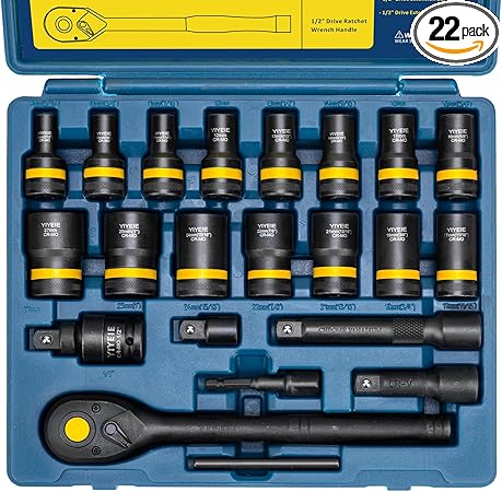 ערכת בוקסות חולצי ברגים ואומים בקוטר 8-27 מ"מ – 22 חלקים Bolt Nut Extractor Socket Set