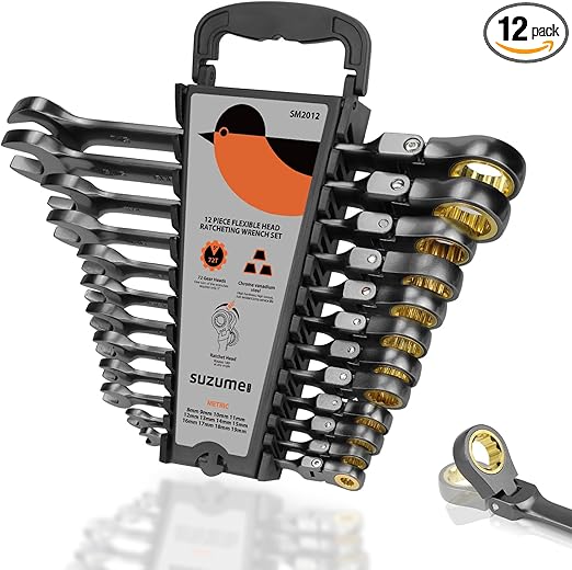 סט מפתחות ראצ'ט עם ראש גמיש 12 חלקים (8 מ"מ – 19 מ"מ) Flex Head Ratcheting Wrench Set מבית SUZUME