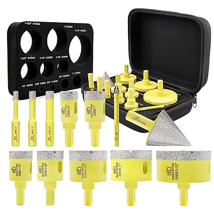 סט מקדחי יהלום לאבן, שיש וגרניט ובטון 12 יחידות – DARTOTEK Diamond Core Drill Bits Set 6-65mm