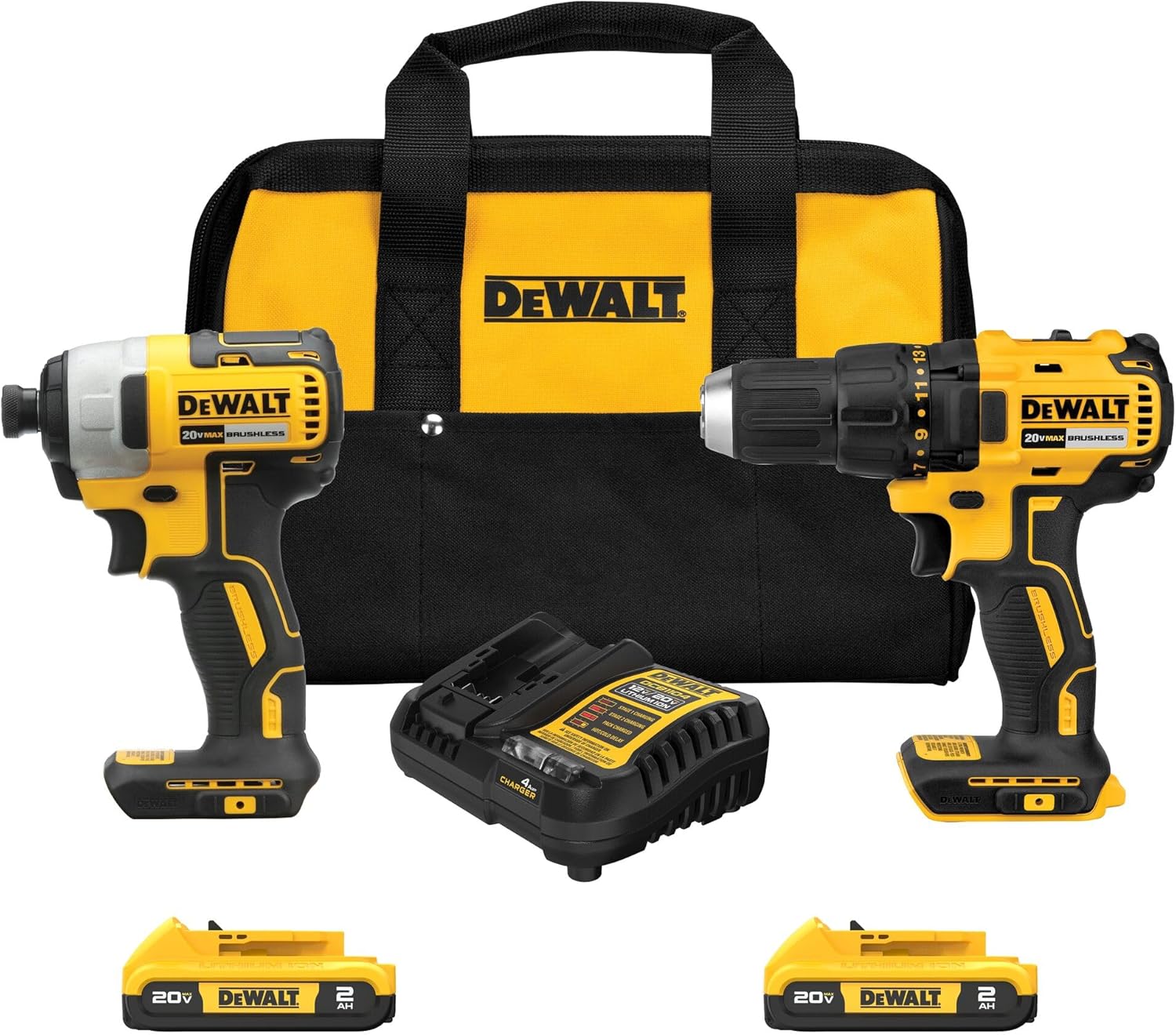 סט מברגות דיוולט בראשלס DEWALT 20V MAX DCK277D2