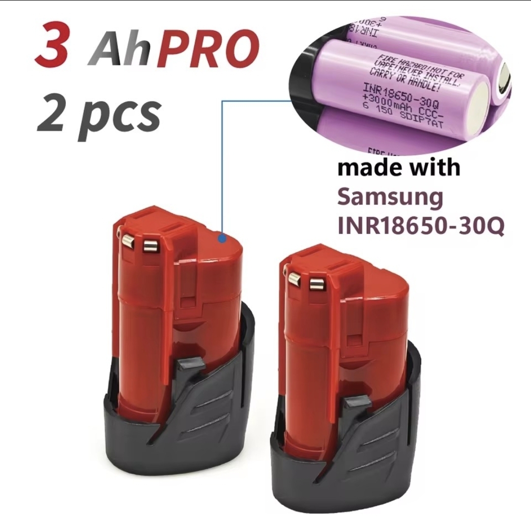 זוג סוללות גנריות למילווקי מבית טיפיסל TPCELL 12V Milwaukee M12 3.0Ah Pro (Samsung)