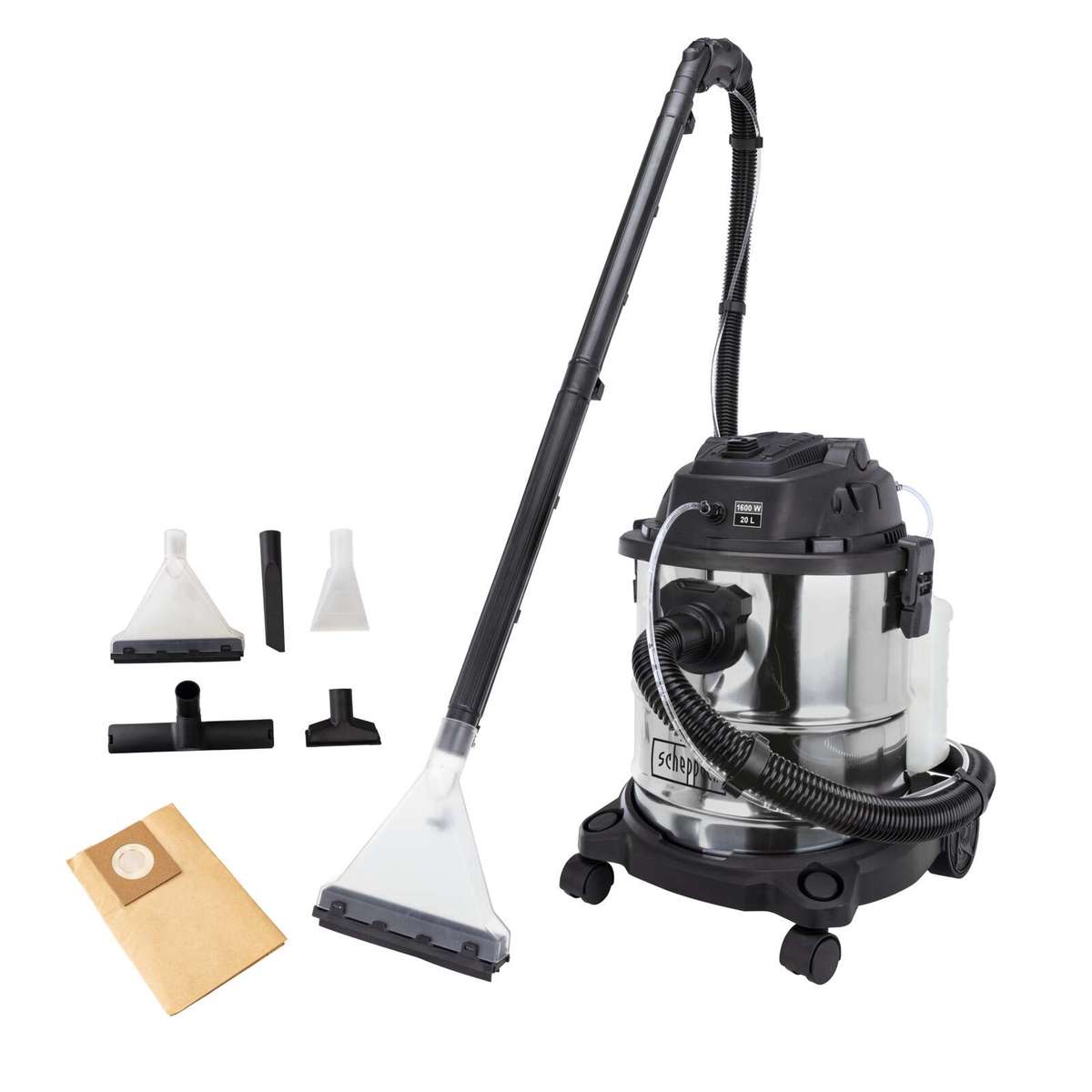 שואב ריפודים ושטיחים + שואב אבק יבש / רטוב ומפוח שפאך Scheppach CUC20-BE