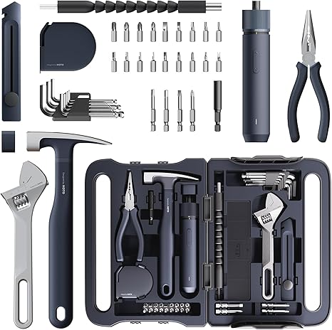 סט כלי עבודה לבית HOTO דגם QWGJB003 – 40-Piece Tool Kit עם מברגון חשמלי חכם  