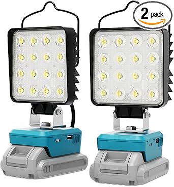 סט של 2 פנסי עבודה/ פנסי הצפה נטענים תואמים סוללת 18V Makita מבית LANKA💡