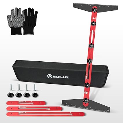 מד מדיד מדרגות מקצועי Stair Tread Template Tool ערכת מדידה מתקדמת למדידת מדרגות עם אביזרי הארכה