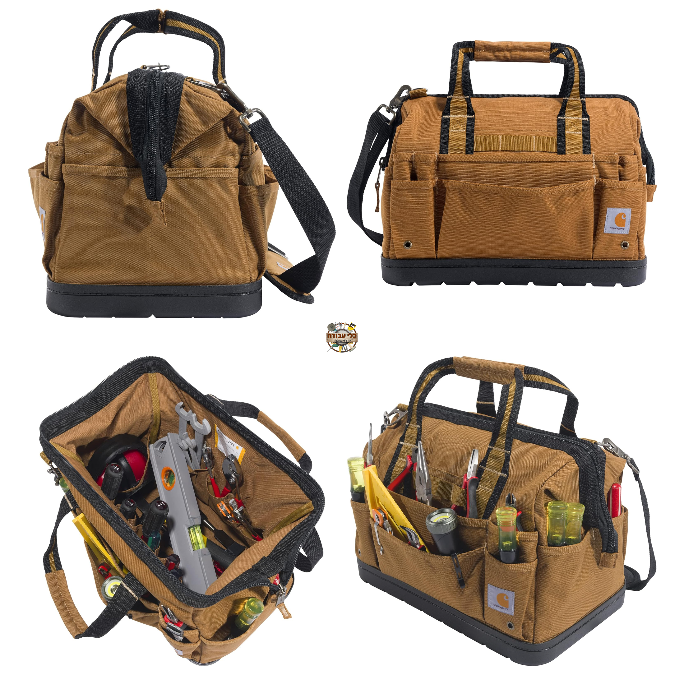 תיק טכנאים 16 אינץ' עם פתח רחב ובסיס קשיח קרהרט Carhartt Onsite Durable Tool Bag Carhartt Brown