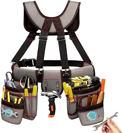חגורת כלים מקצועית עם כתפיות מתכוננות ונשלפות E
