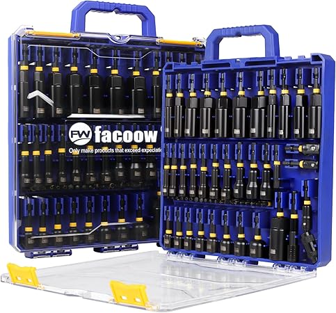 סט בוקסות אימפקט עמוקות מגנטיות למברגת אימפקט Facoow 55PCS Impact Nut Drivers SAE & Metric
