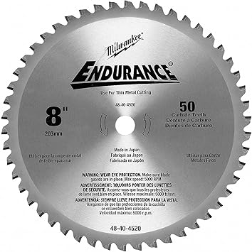להב מסור עגול מילווקי 48-40-4520 – 8 אינץ' 50 שיניים למתכת דקה ונירוסטה Milwaukee 48-40-4520