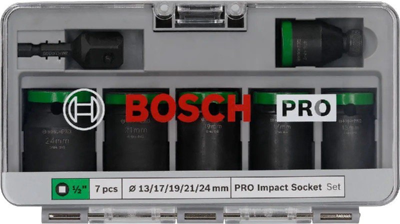 סט בוקסות 7 חלקים דרייב 1/2 מחוזקות (שחורות) Bosch PRO Impact