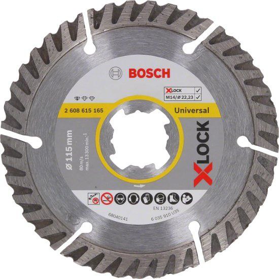דיסק יהלום רב שימושי 115 מ"מ X-Lock מבית Bosch, דיסק חיתוך יהלום אוניברסלי המספק חיתוכים אמינים בחומרי בניין אוניברסליים.