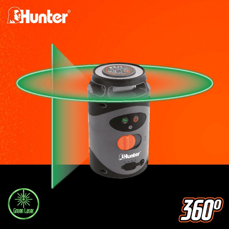 פלס לייזר ירוק היקפי 5 קווים 3D דגם "קולה" Hunter 103200-003 IP54