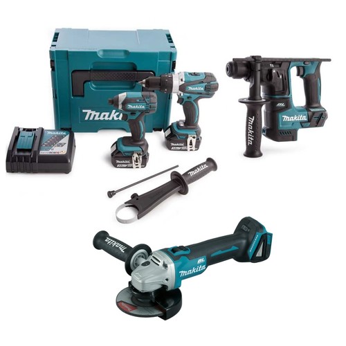 סט מברגות DLX2145 + פטישון DHR171+ משחזת 504 מקיטה 2 סוללות 5 אמפר ומטען Makita 18V LXT