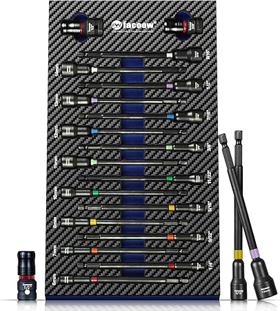 סט 18 בוקסות ארוכות במיוחד למברגת אימפקט מבית FACOOW