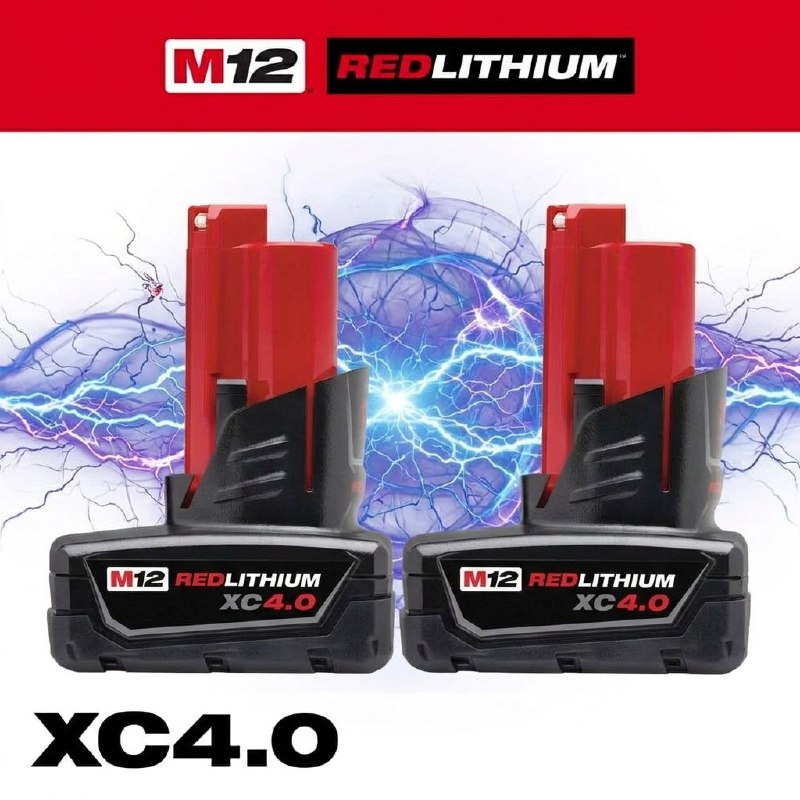 זוג סוללות ליתיום מילווקי Milwaukee 4.0Ah 12V REDLITHIUM