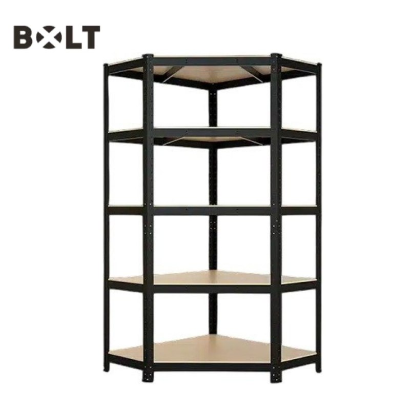 כוננית 5 מדפים פינתית עד 175 ק"ג למדף BOLT BLTSTG4301 &ndash; צבע שחור