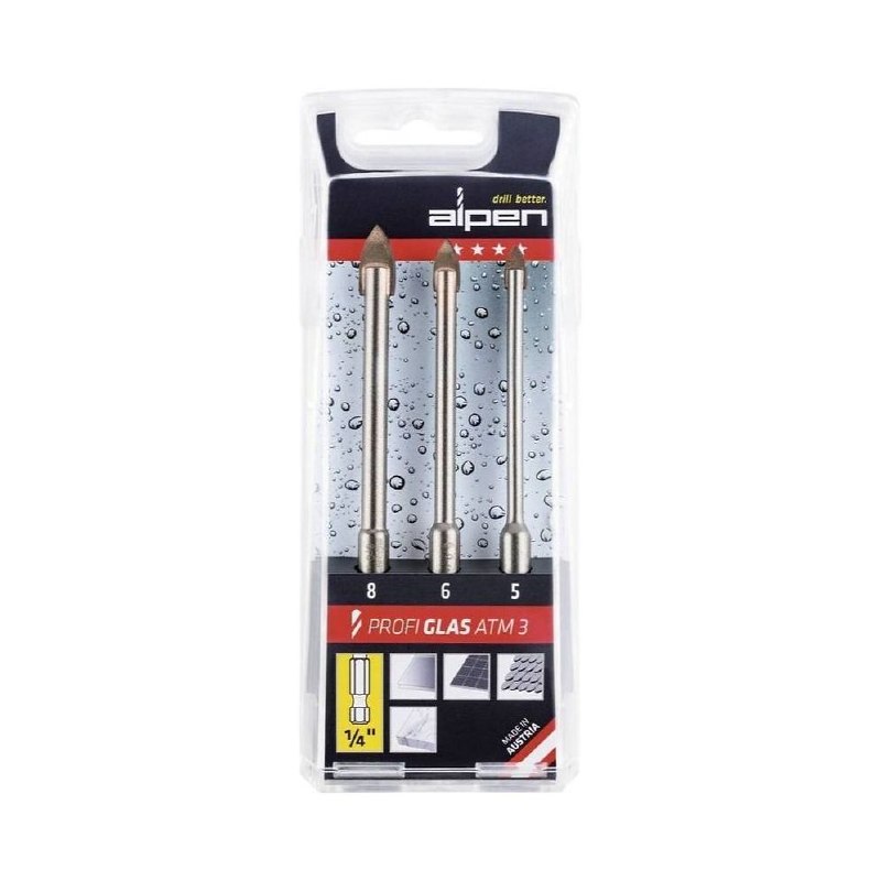 סט מקדחי זכוכית וקרמיקה אלפן ALPEN Profi Glas ATM 3