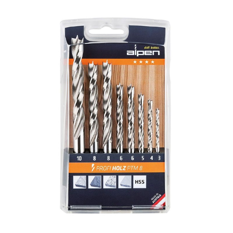 סט מקדחים לעץ אלפן ALPEN HSS PTM8