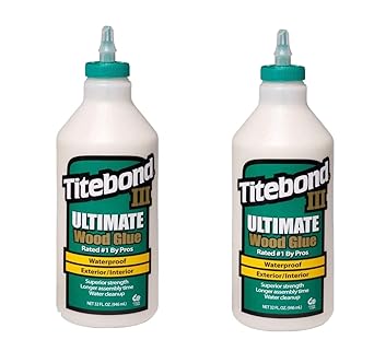 זוג בקבוקי דבק נגרים טייטבונד III בנפח 946 מל Titebond 1415 III Ultimate Wood Glue, 32-Ounce Bottle, 2 Pack
