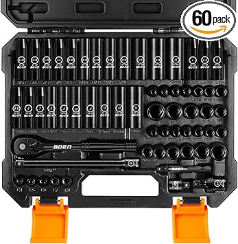 סט בוקסות 60 חלקים מטרי ואינצ'י דרייב &frac14; אינץ BOEN 1/4" Drive Impact Socket Set,