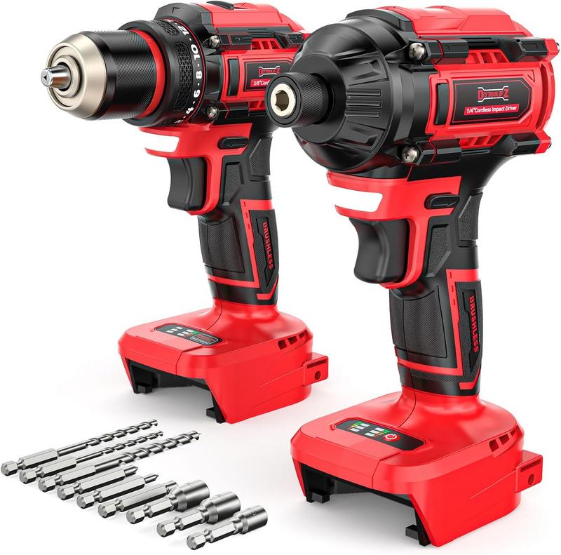 סט מברגה ומקדחה נטענות ללא פחמים DIYtoolifz תואם Milwaukee 18V