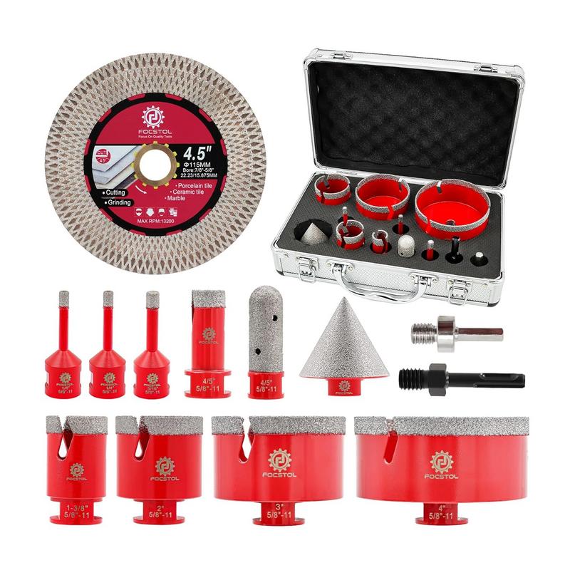 סט כוסות יהלום לקידוח וחיתוך אריחים FOCSTOL – 13 חלקים