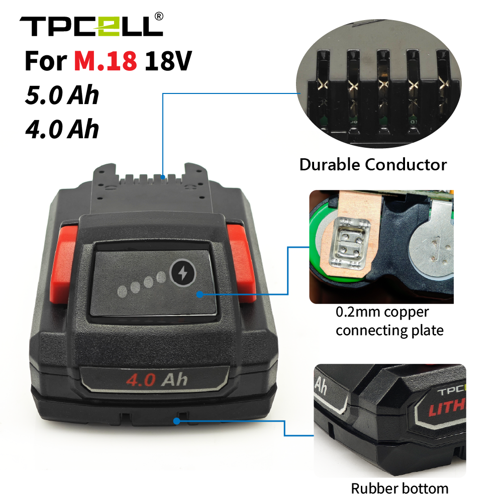 סוללת טאבלס אולטרה פרימיום למילווקי &ndash; TPCELL PRO TABLESS 18V 5.0Ah